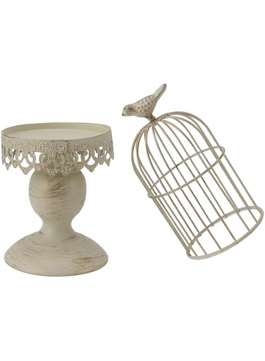 Birdcage Candle Holder, Stable Base Iron Exquisite Craftsmanship Birdcage Candle Holder Decoration Beautiful for Bedroom (S)