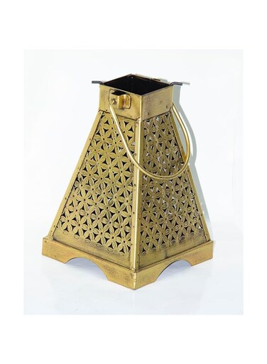 Rosy.Moment Antique Golden Vastu Lantern- Pyramid Shaped Candle Lantern Shape of Tower For Home D&eacute;cor and Islamic Party 27cm
