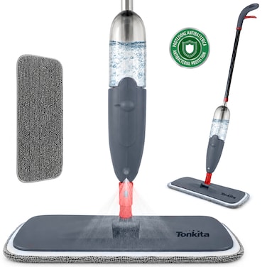 Tonkita Grey Spray &amp; Wash Mop Kit &ndash; Microfiber Spray Mop with Refillable Water Tank