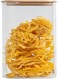 Tall Square Glass Kitchen Canisters With Airtight Bamboo Lids - Kitchen Organization And Food Storage Glass Jar For Candy, Cookie, Rice, Sugar, Flour, Pasta, Nuts.