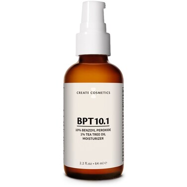 BPT10 Acne Treatment Moisturizer, 10% Benzoyl Peroxide 1% Tea Tree Oil, 55% Organic 89% Natural, Gentle Plant-based Vegan &amp; Cruelty-free, 2.2 fl. oz