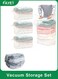 4 Pack Cube Vacuum Storage Bags Combo (1 Jumbo 80x100x32cm + 3 Medium 50x70x32cm), Extra Large 3D Space Saver Vacuum Seal Bags for Comforters, Duvets, Blankets and Clothes, Airtight Waterproof with Fast Valve + Sealing Clip