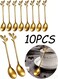 Pcs 4.7 Inch Gold Stainless Steel Coffee Spoons Mini Leaf Sugar Spoons with Smooth Edges Dishwasher Safe Ice Cream Tea Demitasse Stirring Utensils for Dessert Parties Eid Gatherings Office Caf&Atilde;&copy; Daily Use