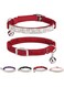BINGPET Diamond Cat Collar,Adjustable Soft Velvet Leather Safe Kitten Collar with Shiny Rhinestones and Bells,Girl Boy Bling Stylish Cat Collars with Safety Elastic for Small Medium Cats,Red