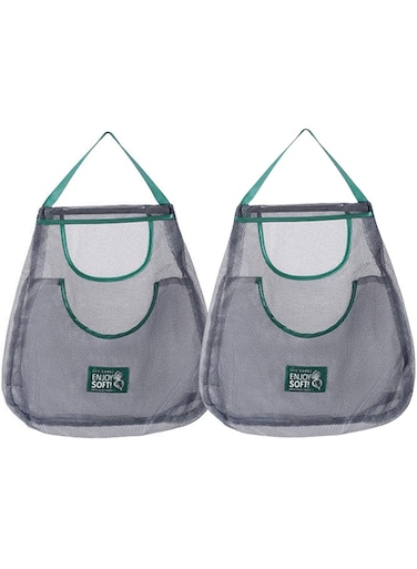 POSICHE 2Pcs Kitchen Storage Organizer Mesh Bag Storage Hanging Bag 2-Layer Hollow Breathable Green Onion Ginger Garlic Hand Carry Fruit &amp; Vegetable Storage Bag Ideal for Storing Vegetables (green)