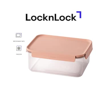 LocknLock Classic Plus Rectangle Food Container 2.75L &ndash; Pink, 4-Side Locking, Stackable &amp; Leakproof