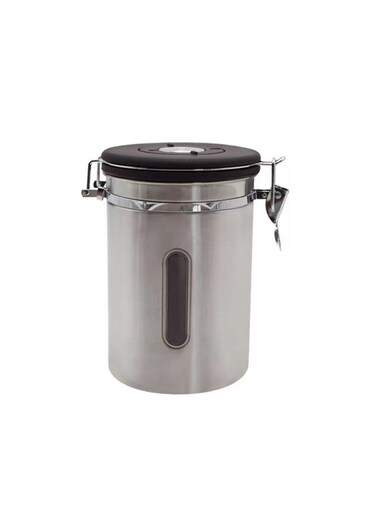 1800ML Airtight Coffee Canister with Date Tracker Transparent Window, 22OZ Coffe Beans Storage with 30ML Measure Spoon, Kitchen Food Storage Container for Grounds Coffee,Beans&amp;Tea (Silver)