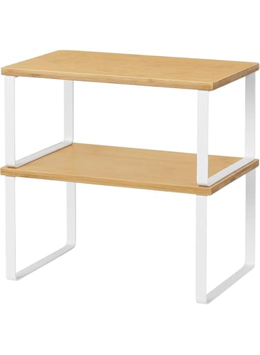 ALANX Spice Racks 2 Pack Cabinet Shelf Organizers，Kitchen Counter Shelves Rack Stackable Cabinet Kitchen Countertop Pantry Expandable Storage Shelf (2, A)