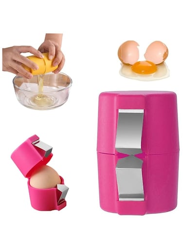 Egg Shell Opener, Egg Cracker Tool for Raw Eggs, Hard Boiled Egg Peeler, Portable Egg Shell Opener Tools, Handheld Eggs Breaker, Stainless Steel Eggshell Breaker Egg Shell Cutter Kitchen Gadgets(Pink)