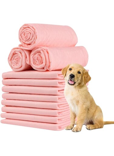 OKBUYNOW 60x90 cm Pet Training Pads Disposable Pee Pad for Dog Puppy Cat Rabbits Pets, Quick Drying No Leaking Super Absorbent - 25 Pieces, XL Pink