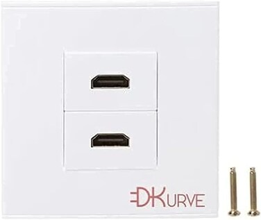 DKURVE&reg; White HDMI compatible Wall Plate/Faceplate 86 Type Wall Panel Socket HDTV High Definition Digital TV Network Cable Outlet for Hotel Home Office Building (2 Port)