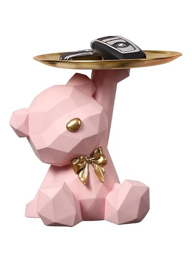 THMINS Bear Storage Tray Resin,Lovely Nordic Bear Sculptures Keys Holder Lipsticks Jewelry Earrings Holder, Bear Statue Figurines for Storage Display for Entrance＆Living Room