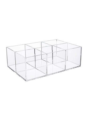 Clear Drawer Organizer, 6-Compartment Plastic Bathroom Storage Organizer