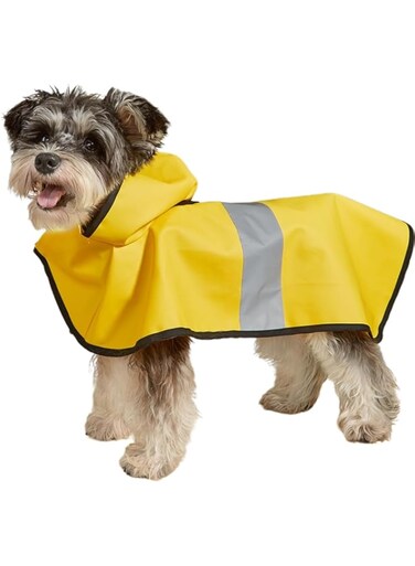 2-in-1 Dog Waterproof Jacket Raincoat,Pet Lightweight Jumpsuit Dog Hooded Full-Cover Breathable Rain Poncho With Harness Hole Reflective Strip For Small Medium Dogs (Yellow, XS)