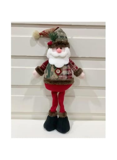 TAPIT Christmas Sitting Santa Claus Snowman Reindeer Holiday Sitting Leg Figurines Long Legs Table Fireplace Decor Home Decoration Plush Home Indoor Party Accessories (A Santa Claus)