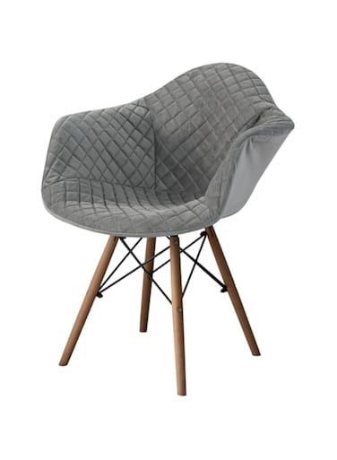 CHIEDOCOVER Velour Shell Chair Cover with Backrest and Arms Stitching 07 Durable Fabric Soft Chair Slipcover Ideal for Dining Living Room Home Office Kitchen (1, Dark grey)