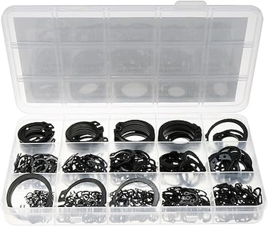 AL ARQAM Circlip External Retaining Ring, Retaining Rings Set with Plastic Box Assortment Set Heat Treated Retaining Clips Rings Kit Anti Wander Washers Hardened Construction Fixings