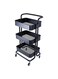 3-Tier Multipurpose Utility Rolling Cart With Handle Black 33.5x17.5x14.5inch