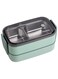 Stainless Steel Lunch Box - Insulated Bento Box Multifunctional-Containers Lunch Box Containers with 2 Compartments &amp; Tableware(304 stainless steel 2 compartments lunch box by MahMir (Green) 1400ml