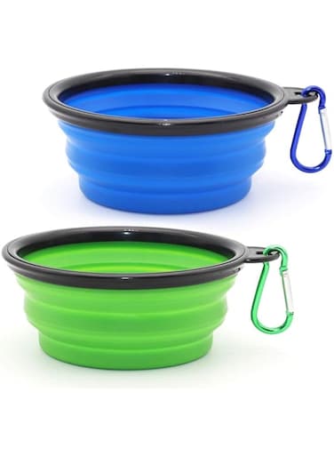 Joyzzz Collapsible Dog Bowls, 2 Packs Large Size Portable Foldable Travel Water Bowl, Food Dishes with Carabiner Clip for Traveling, Walking, Hiking