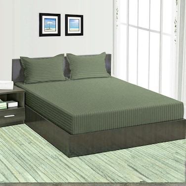 CRAFT Foamcraft&Acirc;&reg; Striped Deep Pocket Fitted Sheet - Sage Green, Queen Size