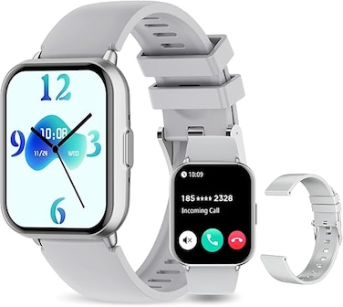 PEJE Smart Watches For Men,1.83" Display,Prayer Alerts,Arabic Support,Bluetooth Calls,1ATM Waterproof,Spo2/Hr/Sleep Tracking,123+ Sports Modes,7-Day Battery (280mah),Ios/Android.(Silver)