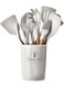 Care 12 Pieces Silicone Cooking Utensils Set, Nonstick Cookware Set with Storage Bucket, Heat Resistant Kitchen Untensils Set with Premium Wood Handles White