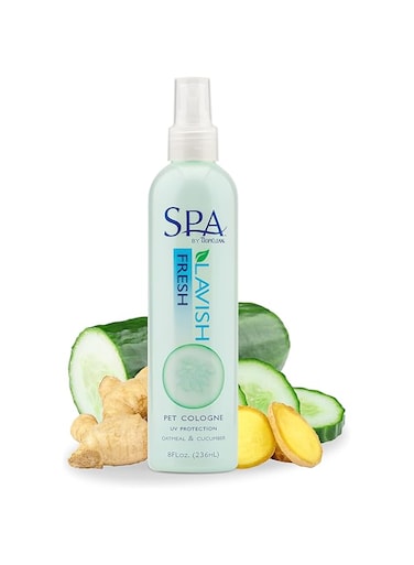 TropiClean SPA Fresh Aromatherapy Spray for Pets - Pet Cologne - Hydrates &amp; Soothes Skin. UV Protection. For Dogs &amp; Cats. Environmentally Safe, Cruelty Free - Oatmeal &amp; Cucumber, 236 ml