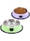 ANTOLE 2Pcs Cat Bowl Pet Bowl Stainless Steel Cat Food Water Bowl Non-Slip Rubber Base Small Pet Bowl Cat Feeding Bowls Set，Multicolor