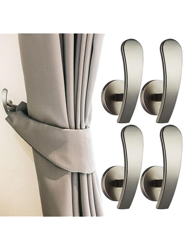 Lxeqiony 4 Pieces Curtain Holdback,Wall Mounted Hooks Drapery Tiebacks with Screws Metal Decorative Curtain Holdbacks Decorative Window Drapery Holder Curtain Hooks