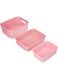 Multipurpose Storage Baskets Set of 3, Large Plastic Organizer Bins for Fruits Vegetables Cosmetics Magazines, Home Office Organization - Pink