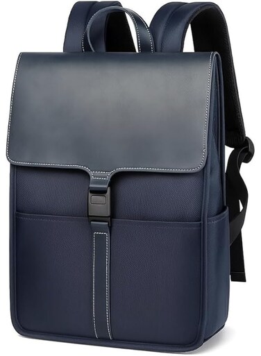 حقيبة ظهر لاب توب مقاومة للماء من موبكوس بمنفذ شحن  للرجال والنساء - حقيبة سفر أعمال نحيفة مضادة للسرقة تناسب اللاب توب، حقيبة كلية مدرسية خفيفة الوزن بسعة كبيرة لون كحلي