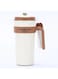 Stainless Steel Vacuum Insulated Coffee Mug with Temperature Display, Leak-Proof Lid, Handle, Portable Outdoor Tumbler for Hot &amp; Cold Beverages, Travel Thermos, Hiking Cup. (brown and white)