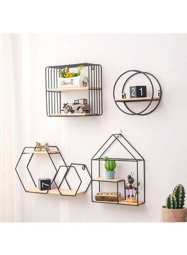 4-piece creative wall-mounted storage rack, shelf, ornaments, suitable for living room, bedroom, bathroom, kitchen