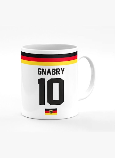 Designer Printed Coffee Mug with Heavy Duty Handle 11oz Ceramic Personalised Gift Mugs Cup [Microwave Safe &amp; Dishwasher Proof] -Football Team - Germany Player Name - Gnabry