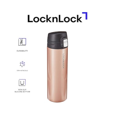 LocknLock 500ml Stainless Steel Feather Light Vacuum Tumbler &ndash; Golden Pink