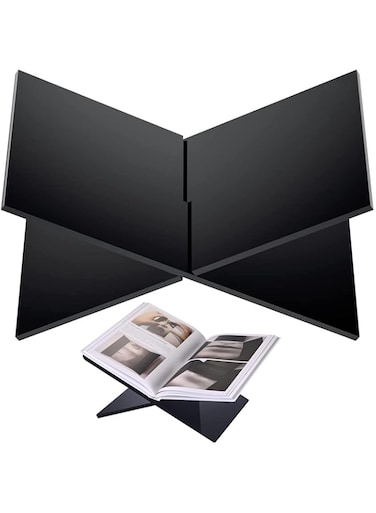 bpa Acrylic Book Holder Book Stand, Angled Open Book Display Stand Cookbook Stand Coffee Table Book Stand for Open and Closed Reading Books, Magazines, Textbooks, Black