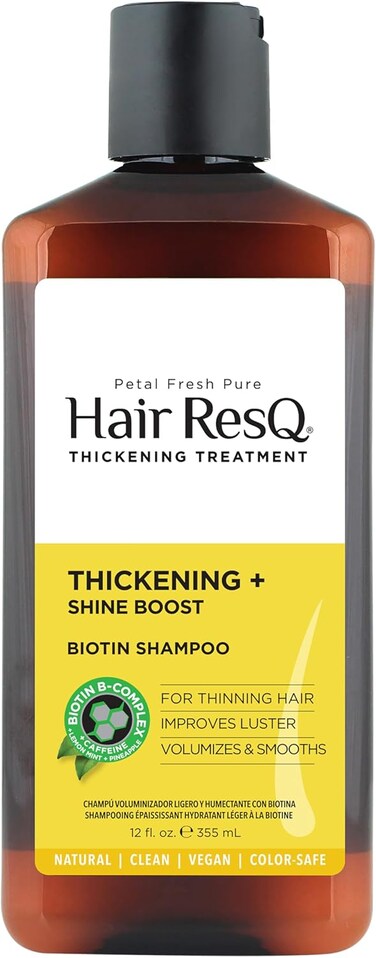 Hair ResQ Petal Fresh Thickening + Shine Boost Shampoo, 355ml, Organic Lemon Mint &amp; Pineapple, To Improve Luster, Volume, Smoothing &amp; And Hiar Thicking, Paraben-Free, Sulfate-Free &amp; Vegan