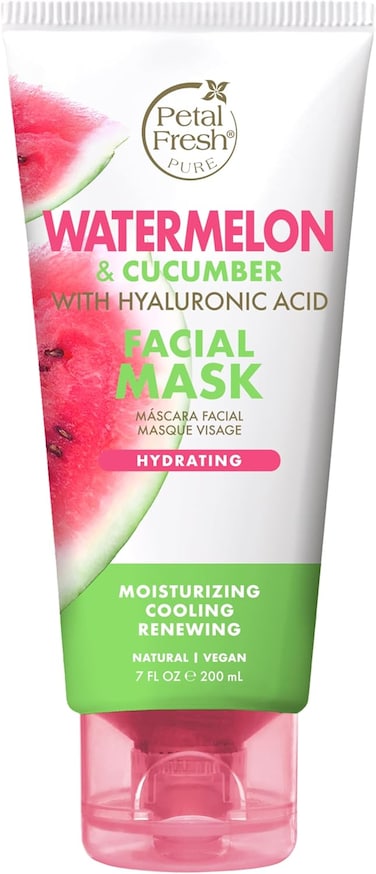 Petal Fresh Hydrating Watermelon &amp; Cucumber Facial Mask, 200ml, With Hyaluronic Acid, For Skin Moisturizing, Cooling, Renewing, Natural &amp; Vegan