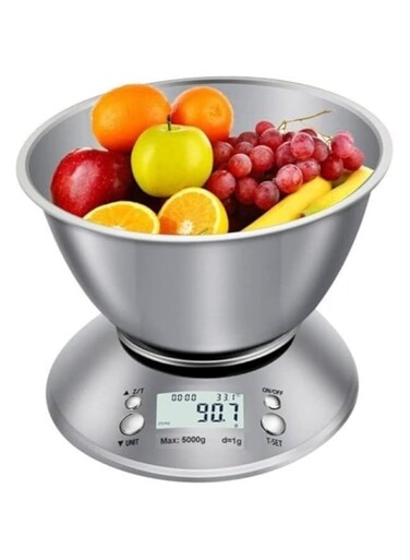 Peng General Digital Kitchen Scale 500g/0.1g Stainless Steel Food Measuring Scale, Small Baking Scale with LCD Display (Bowl Style)