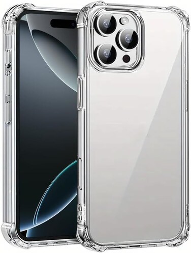 Muzz Clear Case for iPhone 16 Pro Max, Anti-Scratch PC Back, Slim TPU Shockproof Bumper Cover, Clear (iPhone 16 Pro Max)