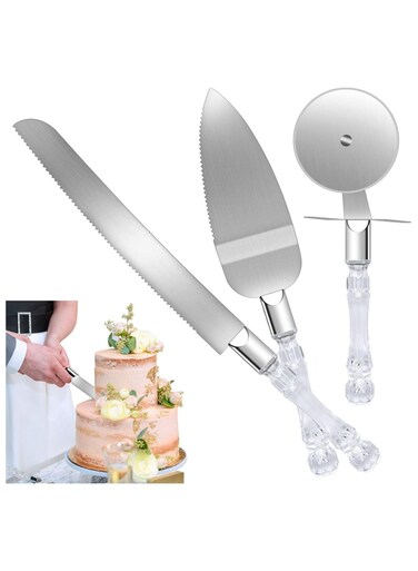 Pcs Wedding Cake Knife and Server Set Cake Knife with Crystal Handle Gifts for Wedding,Engagement,Anniversary,Birthday and Baby Shower Party