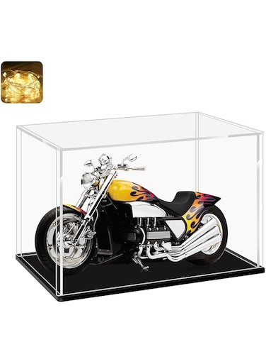 LANSCOERY Clear Acrylic Display Case, Assemble Horizontal Display Box Stand with Black Base, Dustproof Protection Showcase for Collectibles Memorabilia Figurines (6x4x4inch; 15x10x10cm)