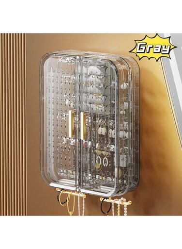 Jewelry Organizer, Wall Mounted Jewelry Organizer for Earrings, Necklaces, Bracelets, Ring Holder&iuml;&frac14;&OElig;Chic Bedroom Furniture &amp; Gift for Women&iuml;&frac14;&circ;20*27*7cm&iuml;&frac14;&permil;grey