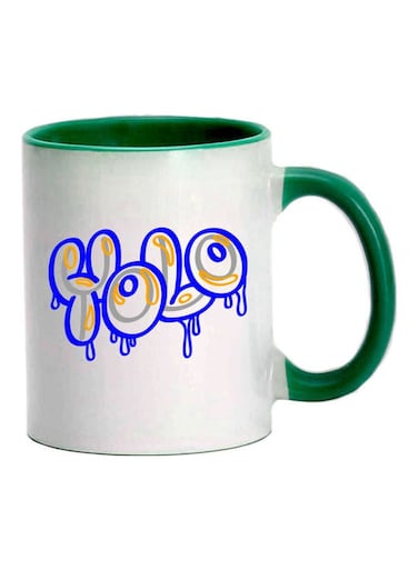 Yolo Graffiti Printed Mug Dark Green