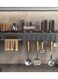 Kitchen Organizer Rack with Hooks &acirc;&euro;&ldquo; Space-Saving Carbon Steel Holder for Knives, Cutting Boards &amp; Utensils &acirc;&euro;&ldquo; Durable Powder-Coated Finish