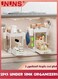 2 Pack Under Sink Organizer,2-Tier Slide Out Organizer for Condiments,Multifunctional Sliding Shelf Storage Rack Kitchen Countertop,Under Sink,Bathroom,Home,Office,White