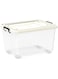 Cosmoplast 55L Clear Plastic Storage Box With Wheels &amp; Lockable Lid, Off White, 55-Liters