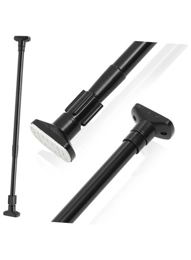 Extendable Clothes Rail, 70-120cm Stainless Steel Extendable Clothes Rail Pole - Hanging Rails for Clothes, Wardrobe, Shower, Kitchen, Windows Adjustable Shower Curtain Pole, 22mm Diameter (Black)