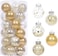 2.36''/60mm 30PCS Shatterproof Clear Plastic Christmas Ball Ornaments Decorative Xmas Balls Baubles Set with Stuffed Delicate Decorations, Xmas Tree Balls for Holiday Wedding Party Thankgivings. (Gold